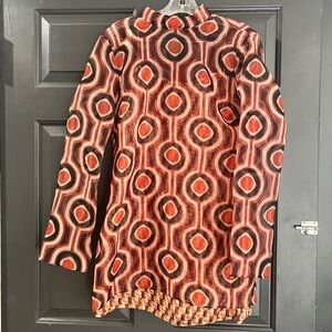 Zara Geometric Long Sleeve Dress - Red and Black